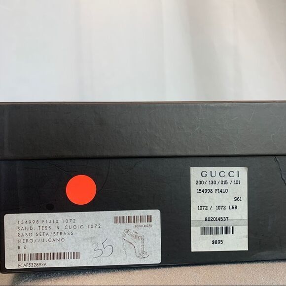 Gucci PINK & PURPLE IRIDESCENT JEWELED BLACK STRAPPY HEELED SANDAL Sz 6 rainbow - Picture 7 of 9